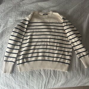 Brandy Melville Striped Cream and Navy Sweater